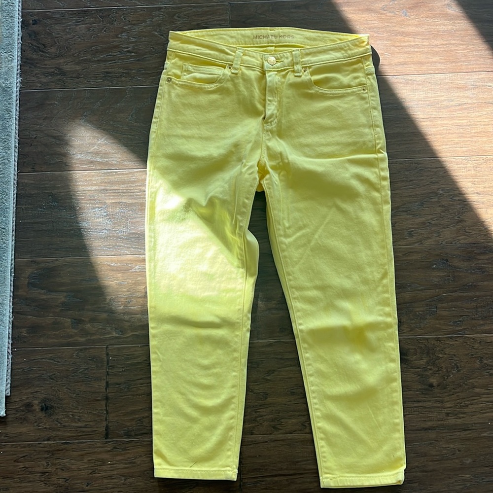 EUC Sz 6 Michael Kors Yellow Izzy Cropped Skinny